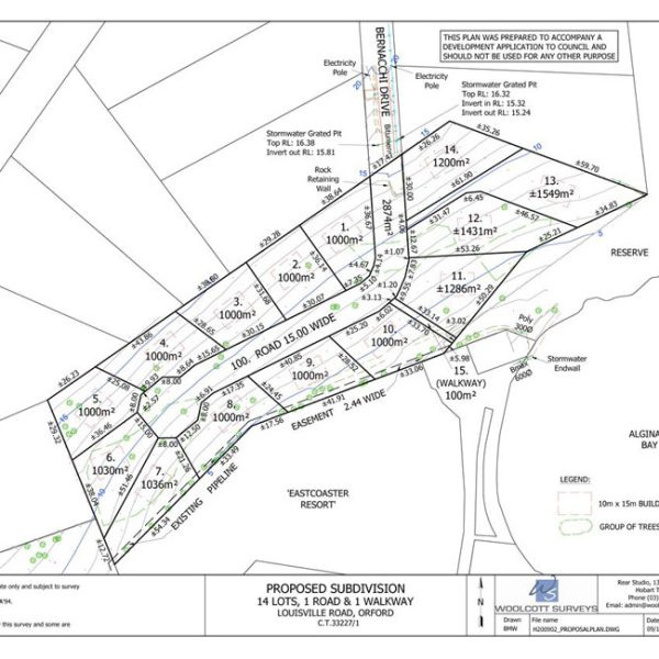 Proposed 14 Lot Subdivision and New Roaddevelopment plan